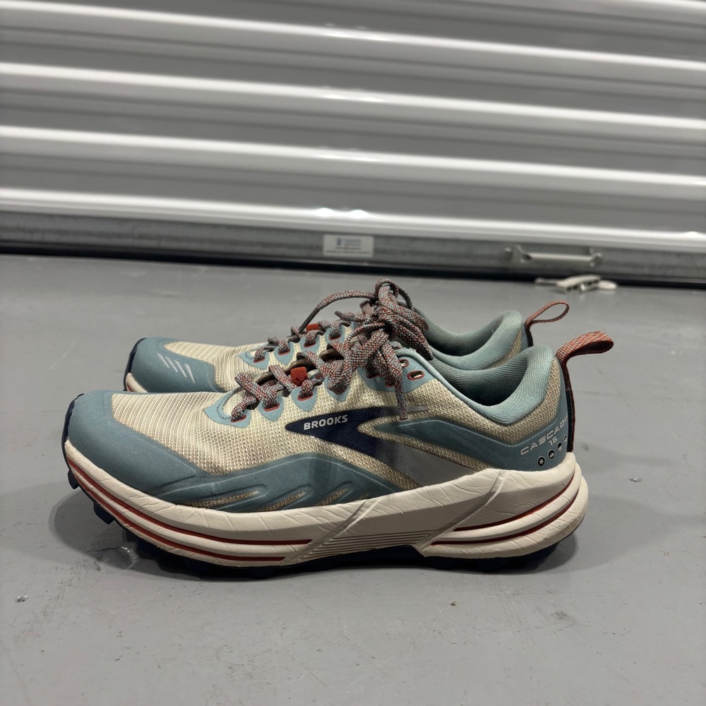 Brooks Cascadia 16 Trail Running Shoes Blue Tan Orange 1203631B480 Womens 7.5 - Picture 4 of 7